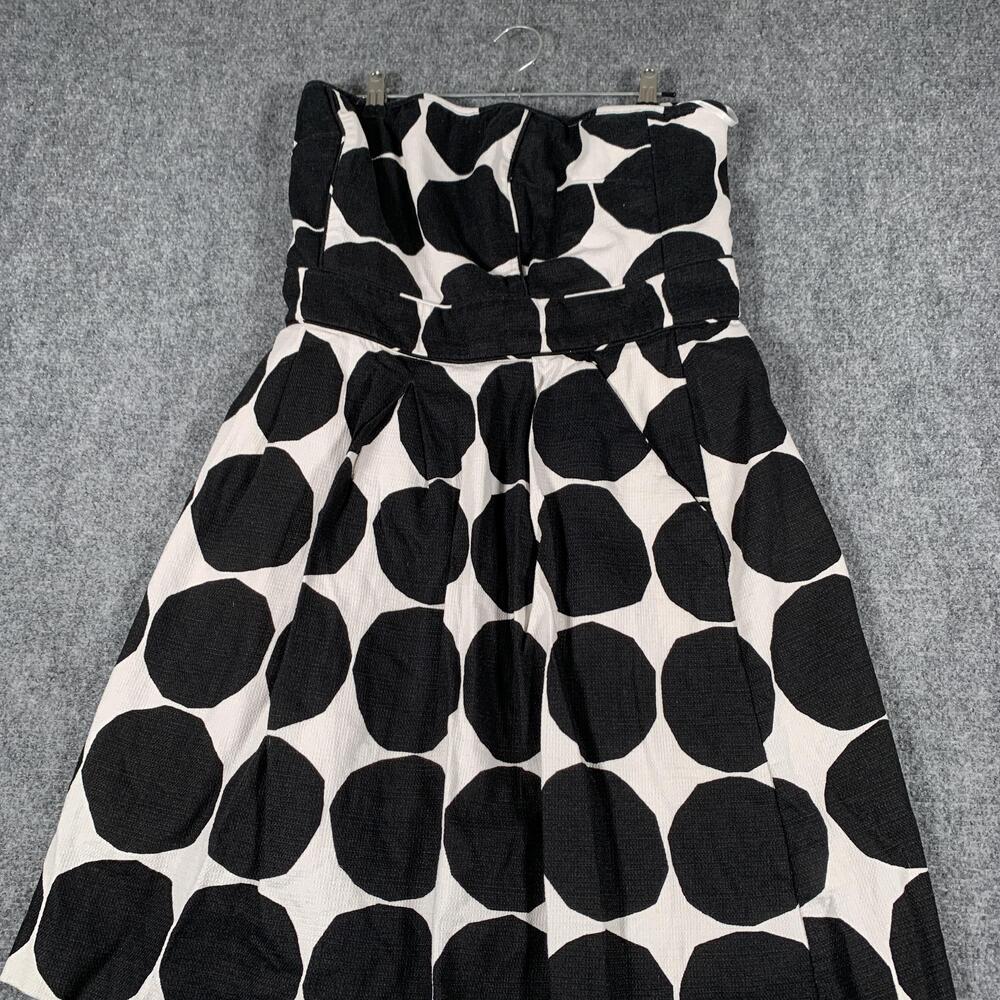 Banana Republic Marimekko Dress Womens 10 Black Polka Dot Strapless Linen Party
